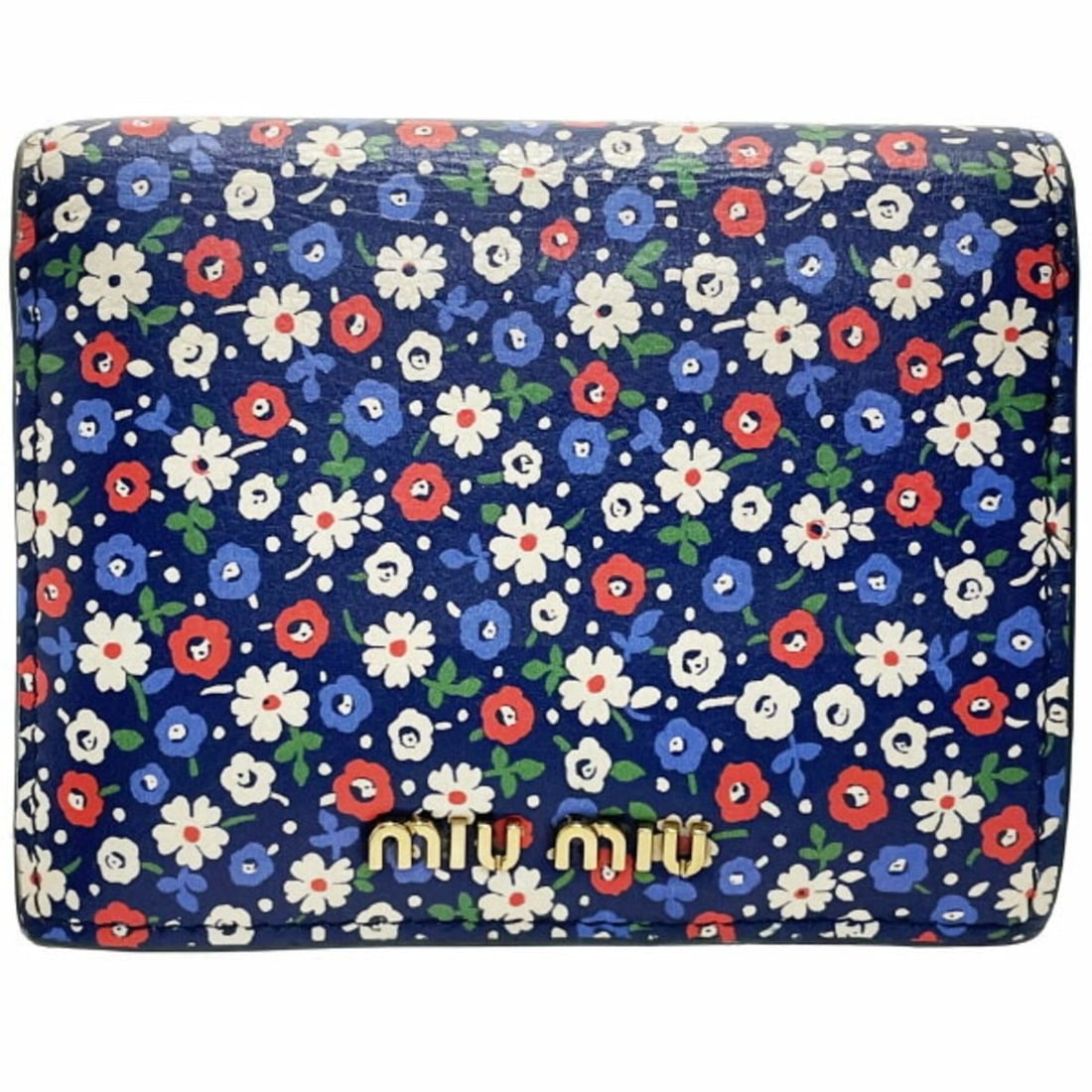 Miu Miu Miu Bifold Wallet, Flower Design, Leather, Glitter, Multicolor, Navy Blue, 5MV204 MIU: --- Catalog ---Category: SizeSize (HxWxD): 8.7cm x 11cm x 2cm / 3.42'' x 4.33'' x 0.78''Category: DesignType: Wallet (bi-fold)Color: Multi-color, NavyGender: WomenMaterial: Leather Category: GeneralBr
