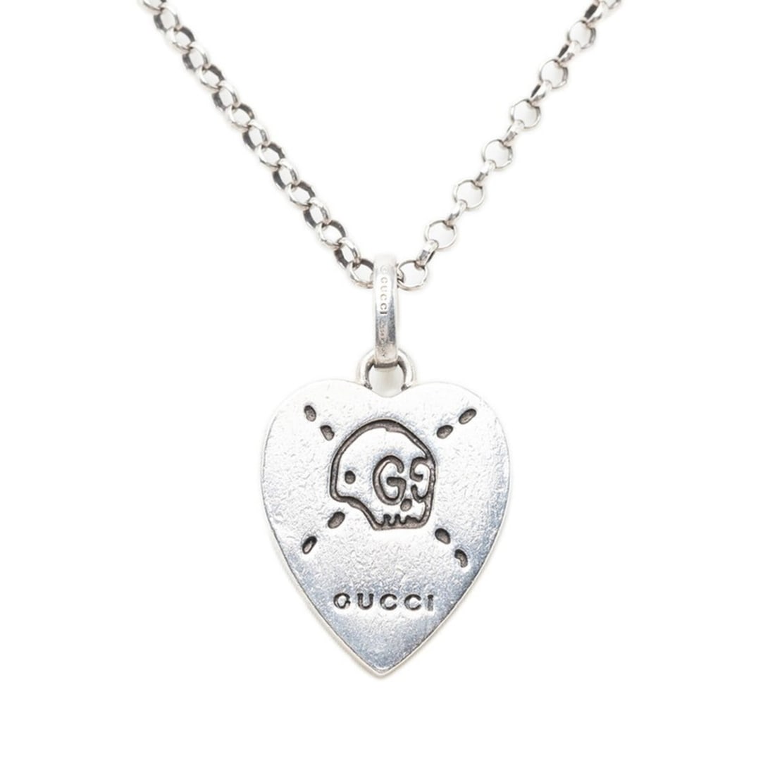 Gucci Ghost Heart Chain Pendant Necklace, SV925 Silver, Women's GUCCI (1 of 15)