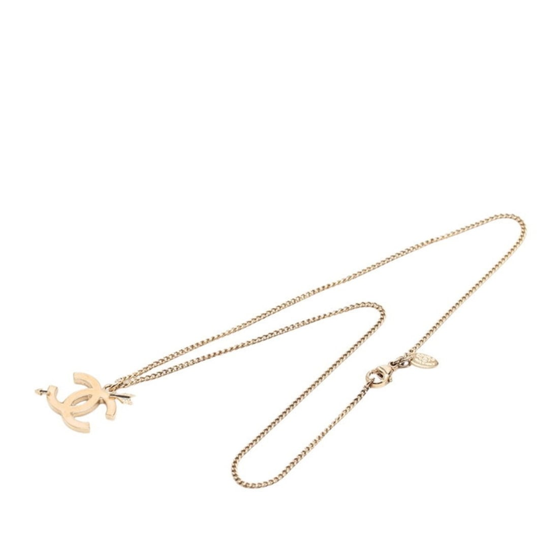 Chanel Coco Mark Arrow Motif Necklace, Gold Beige Plated, Women's CHANEL: --- Catalog ---Category: SizePendant Size: 20.3mm x 20.4mm / 0.79'' x 0.8''Neck Circumference: 43 cm / 16.92''Category: DesignColor: Beige, GoldGender: WomenMaterial: Gold platingNecklace Type: Neckla