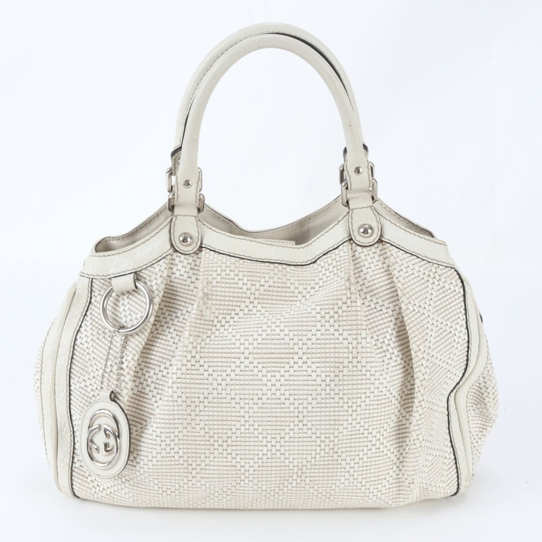 Gucci Guccissima Diamante Sukey 211944 Leather Tote Bag Handbag Shoulder Women's: --- Catalog ---Category: SizeSize (HxWxD): 25cm x 34cm x 15cm / 9.84'' x 13.38'' x 5.9''Category: DesignType: Handbag, Shoulder bag, Tote bagColor: WhiteGender: WomenMaterial: Leather Category: Genera