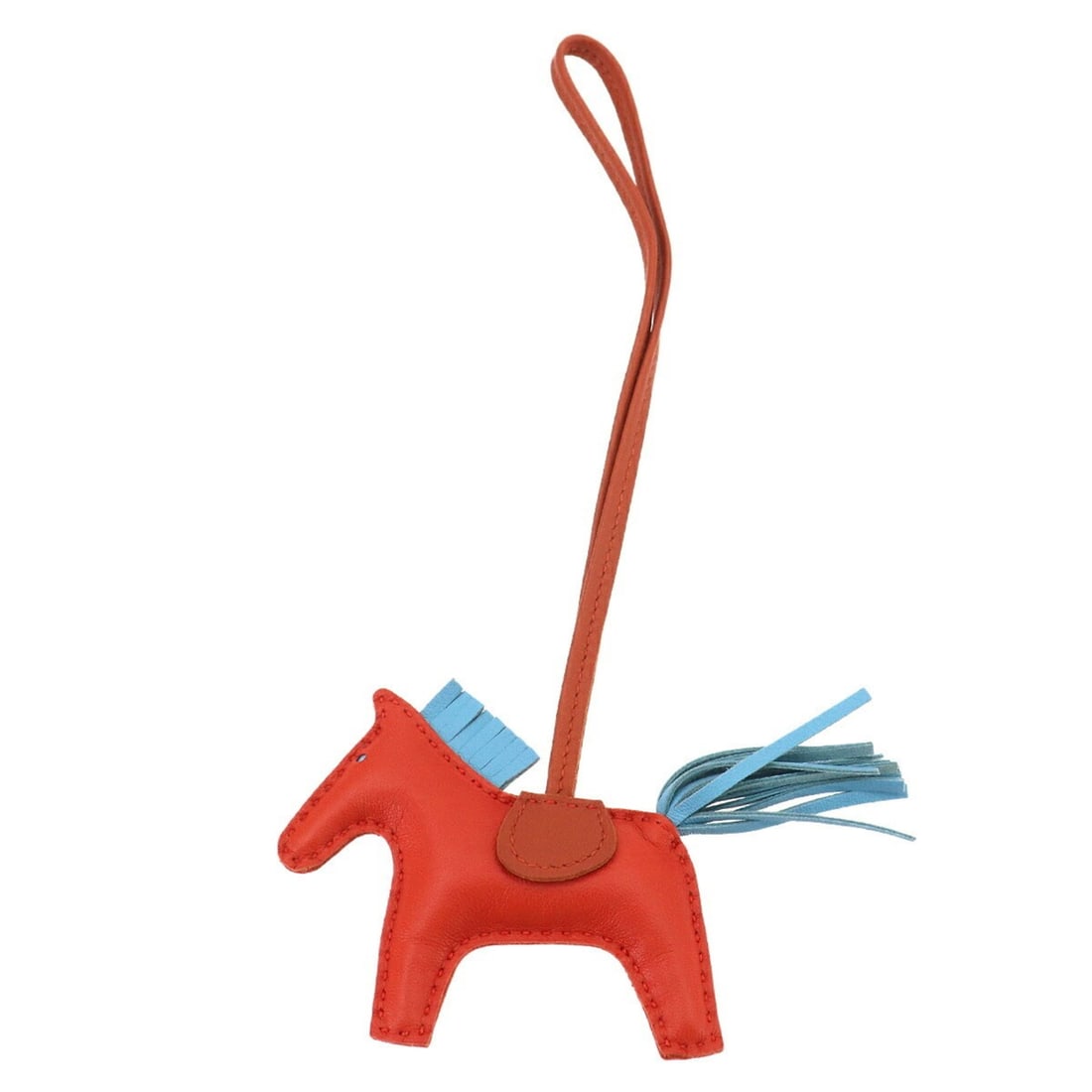 Hermes Rodeo PM accessory bag charm in Agneau Milo Capucines Celeste Carnelian with Y stamp.: --- Catalog ---Category: SizeSize (HxWxD): 70.00mm x 120.00mm / 2.76'' x 4.72''Category: DesignType: Handbag charmColor: CapucineGender: Women,MenMaterial: Agneau MiloCategory: GeneralBrand: