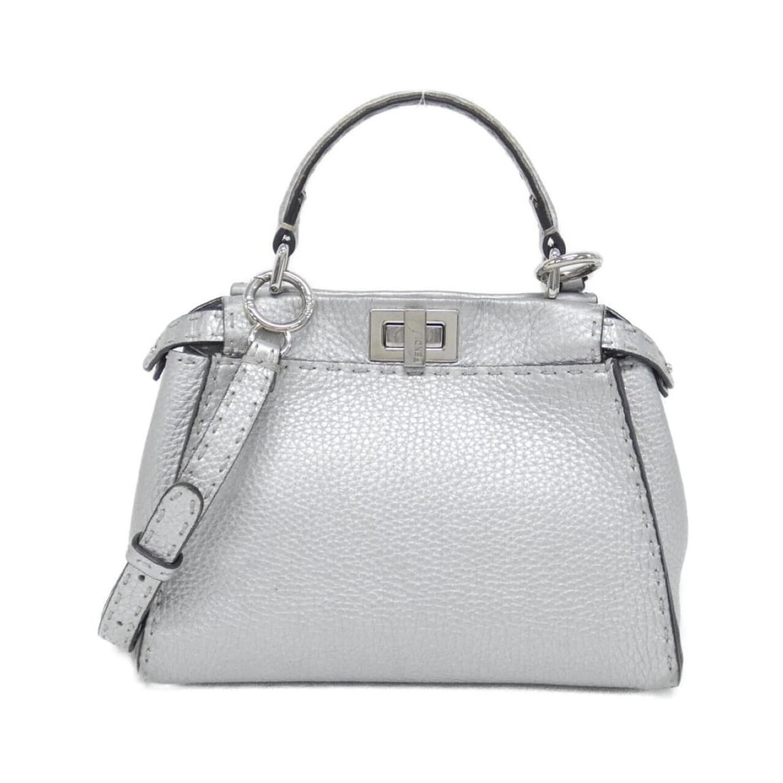 Fendi SELLERIA Peekaboo Mini 8BN244 5QG Handbag: --- Catalog ---Category: SizeSize (HxWxD): 17cm x 22cm x 8cm / 6.69'' x 8.66'' x 3.14''Category: DesignType: HandbagColor: SilverGender: WomenMaterial: Leather Leather/Fur Type: CalfskinCategory: Gene