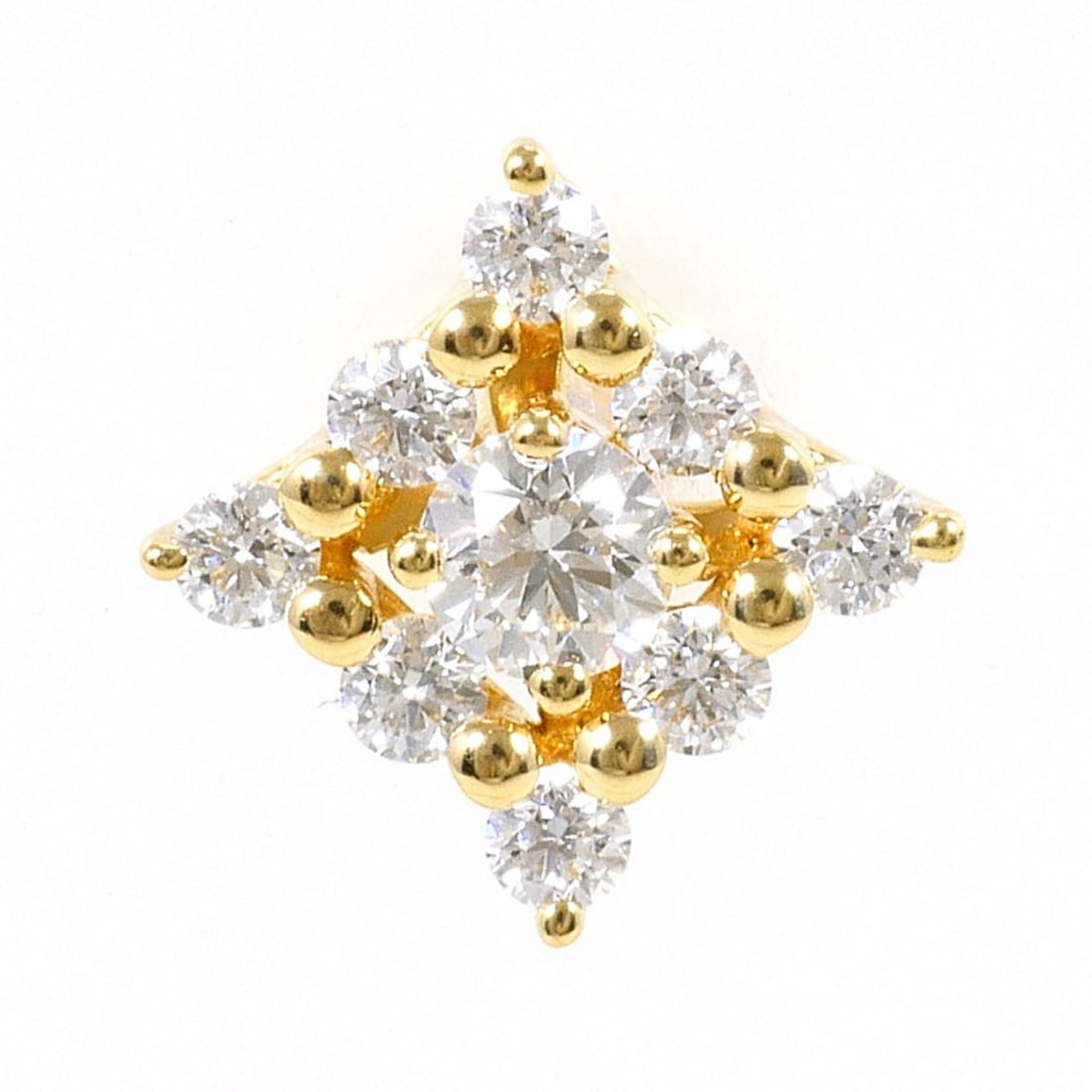 18K (18-karat) Yellow Gold Earring (Single Earring) with 0.30ct Diamond, Total Weight 0.7g, Like New: --- Catalog ---Category: SizeWeight: 0.7g / 0.02oz.Category: DesignType: Stud earringsColor: Yellow goldMetal: GoldStone: DiamondGender: WomenMaterial: Yellow gold (18K)Metal Purity: 18KWeight (ct.): 