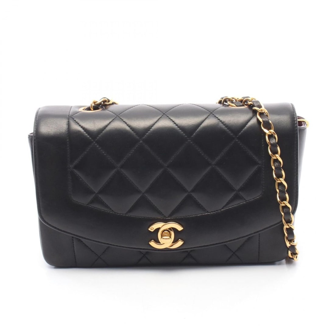 Chanel Matelassé Diana Flap Shoulder Bag/Handbag, Lambskin Leather, Women's, Black (A01164): --- Catalog ---Category: SizeSize (HxWxD): 14cm x 22cm x 7cm / 5.51'' x 8.66'' x 2.75''Category: DesignType: Handbag, Shoulder bagColor: BlackGender: WomenMaterial: Leather Leather/Fur Type: LambskinC