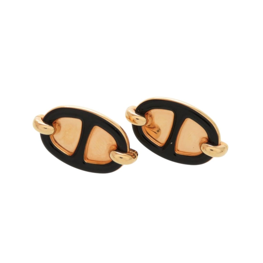 Hermes Mini Maillon Earrings, Rose Gold Hardware, Black Accessories, Black, 1401 HERMES (1 of 11)