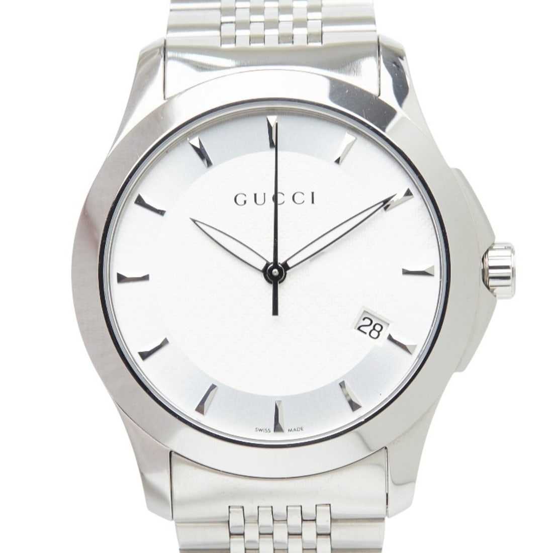 Gucci G-Timeless G-Logo Watch 126.4 Quartz White Dial Stainless Steel Men's GUCCI: --- Catalog ---Category: SizeWrist Size: 16.5cm / 6.49''Case Diameter: 38mm / 1.5''Category: DesignType: WristwatchGender: MenColor (Dial): WhiteMaterial (Band): Stainless steelMaterial (Case): Stainl