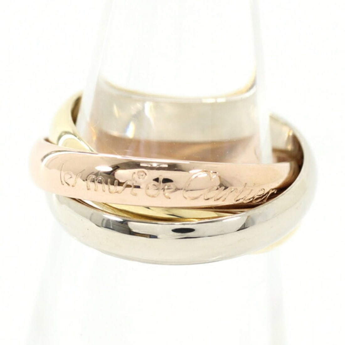 Cartier Trinity Classic MM Ring, 18K Yellow Gold, White Pink Size 51, Women's/Men's T4686: --- Catalog ---Category: SizeWidth: 3.5mm / 0.14''JP Size: 11US Size: 6Brand Size: 51Category: DesignType: Band ringColor: Pink, White, YellowMetal: GoldGender: Men,WomenMetal Purity: 18KCategory: