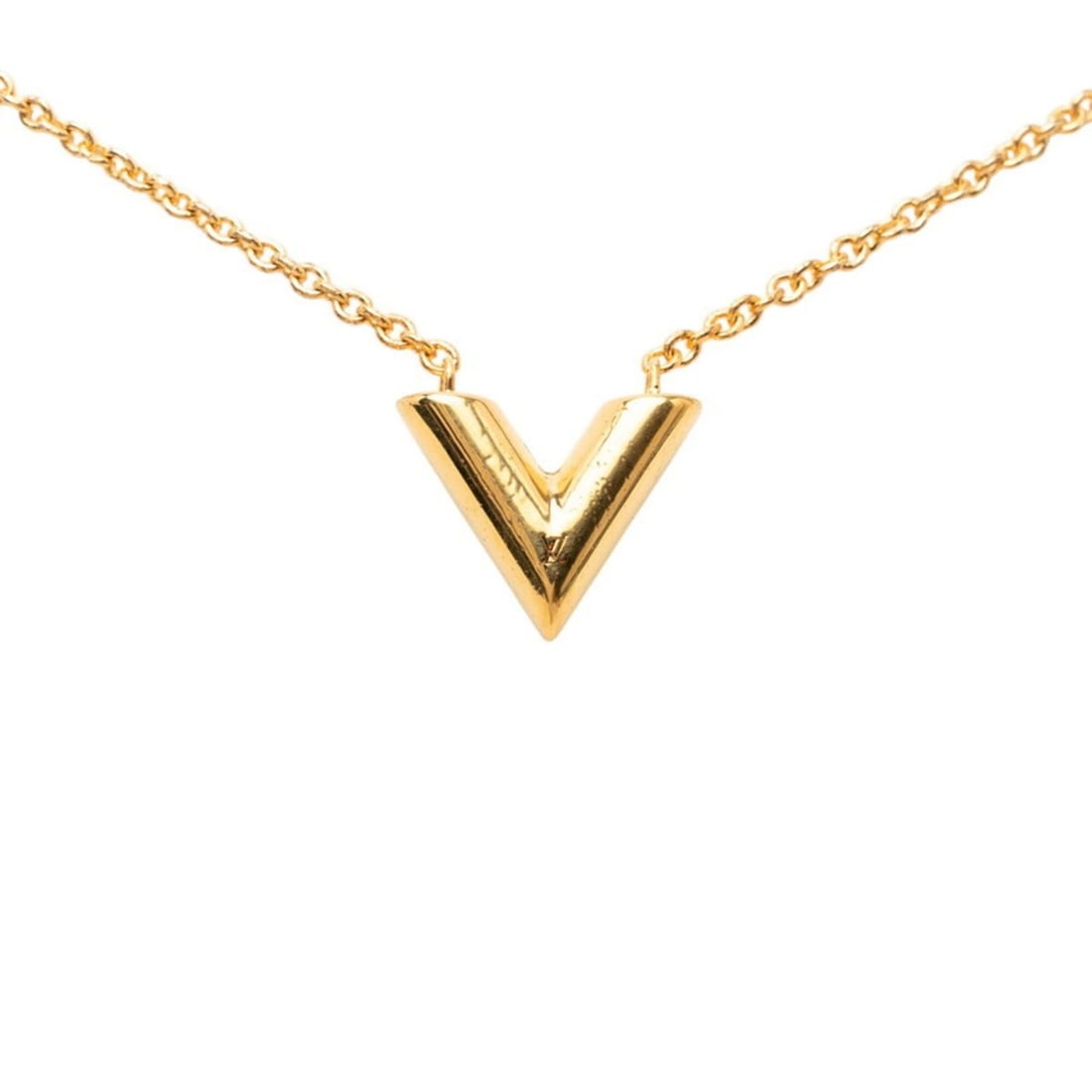 Louis Vuitton Essential V Necklace M61083 Gold Plated Women's LOUIS VUITTON: --- Catalog ---Category: SizePendant Size: 13mm x 16.1mm / 0.51'' x 0.63''Neck Circumference: 50 cm / 19.68''Category: DesignColor: GoldGender: WomenNecklace Type: NecklaceCategory: GeneralMPN:
