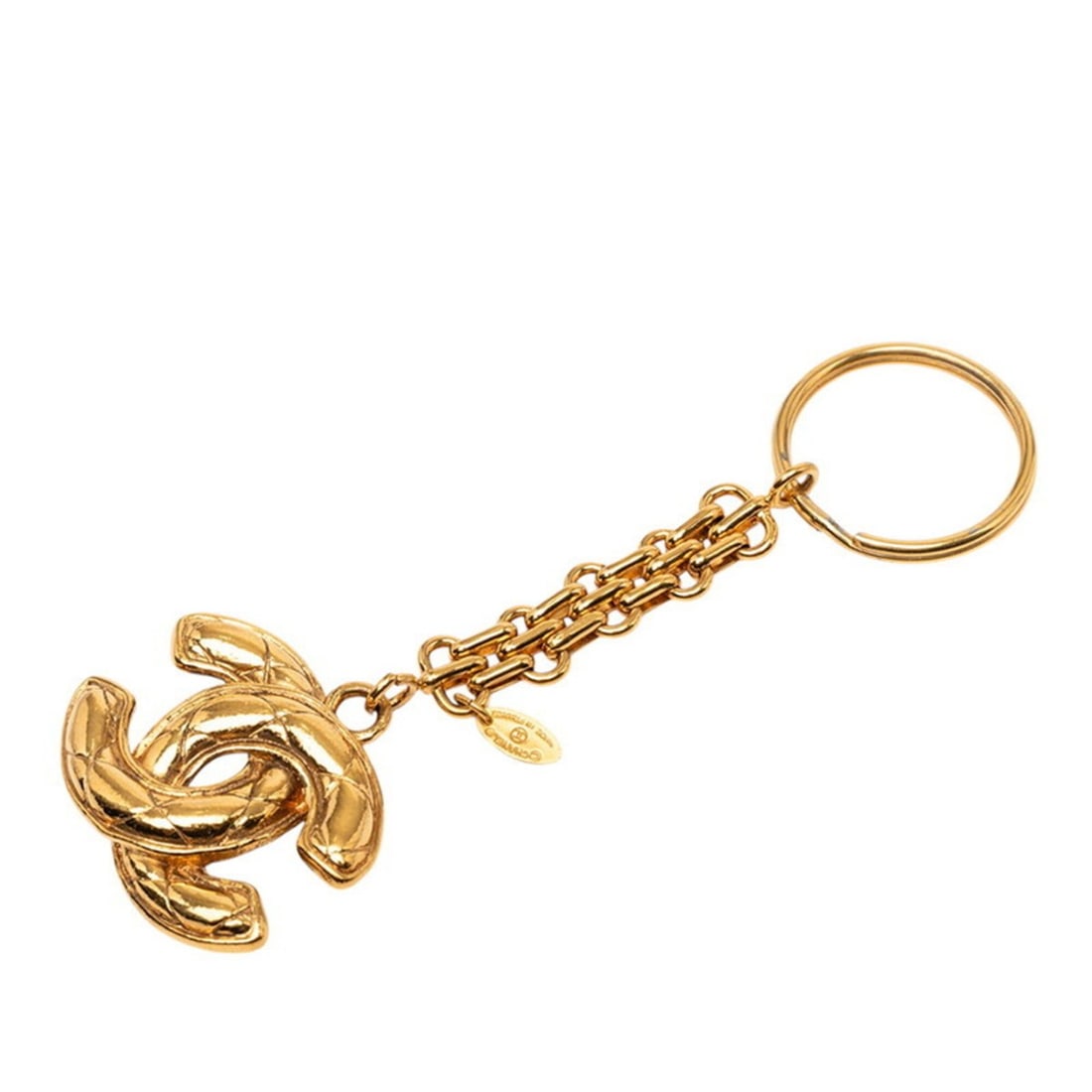 Chanel Coco Mark Matelassé Keychain Charm Chain Gold Plated GP Women's CHANEL: --- Catalog ---Category: DesignType: KeyringColor: GoldGender: WomenMaterial: Gold platingCategory: GeneralBrand: Chanel--- Item List ---Section: ConditionRanking: Rank AB Used - Traces of usage,