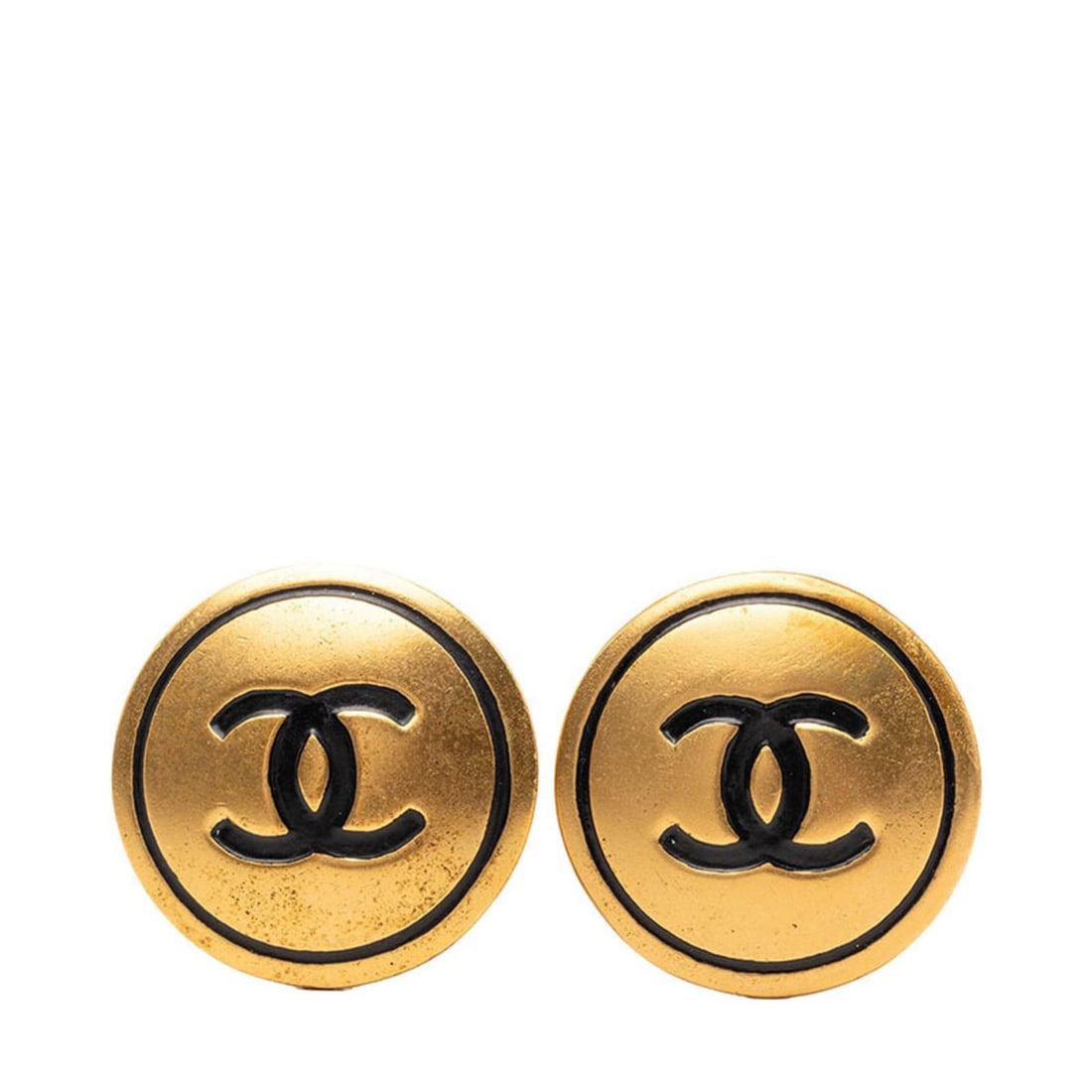 Chanel Coco Mark Round Earrings Vintage 94P Gold Black Plated GP Women's CHANEL: --- Catalog ---Category: DesignType: Clip earringsColor: BlackGender: WomenMaterial: Gold platingCategory: GeneralBrand: Chanel--- Item List ---Section: ConditionRanking: Rank AB Used - Traces of