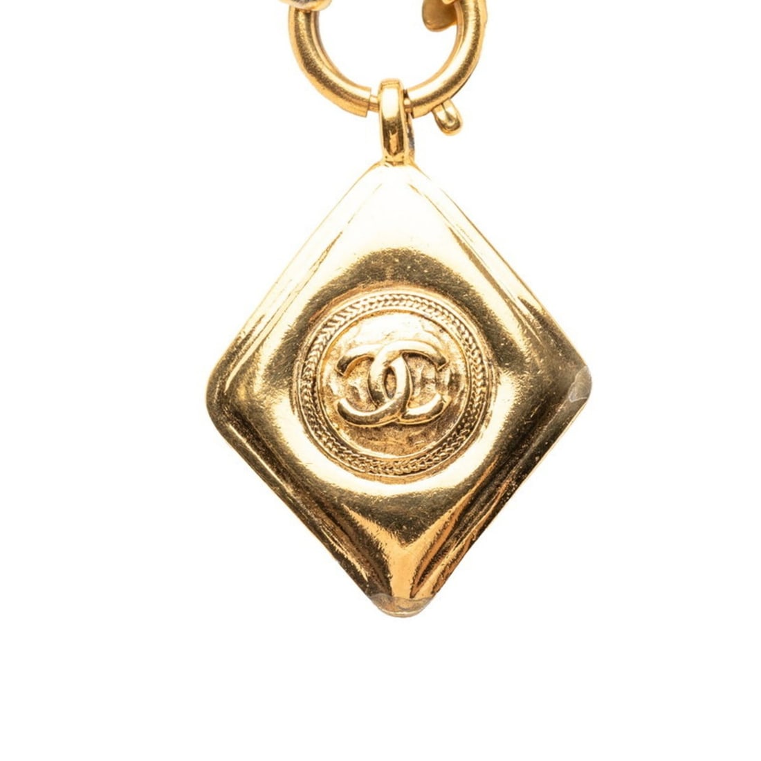 Chanel Coco Mark Chain Pendant Necklace, Rhombus Shape, Gold Plated, Women's.: --- Catalog ---Category: SizePendant Size: 57.1mm x 40.3mm / 2.24'' x 1.58''Neck Circumference: 86 cm / 33.85''Category: DesignColor: GoldGender: WomenNecklace Type: Pendant necklaceCategory: