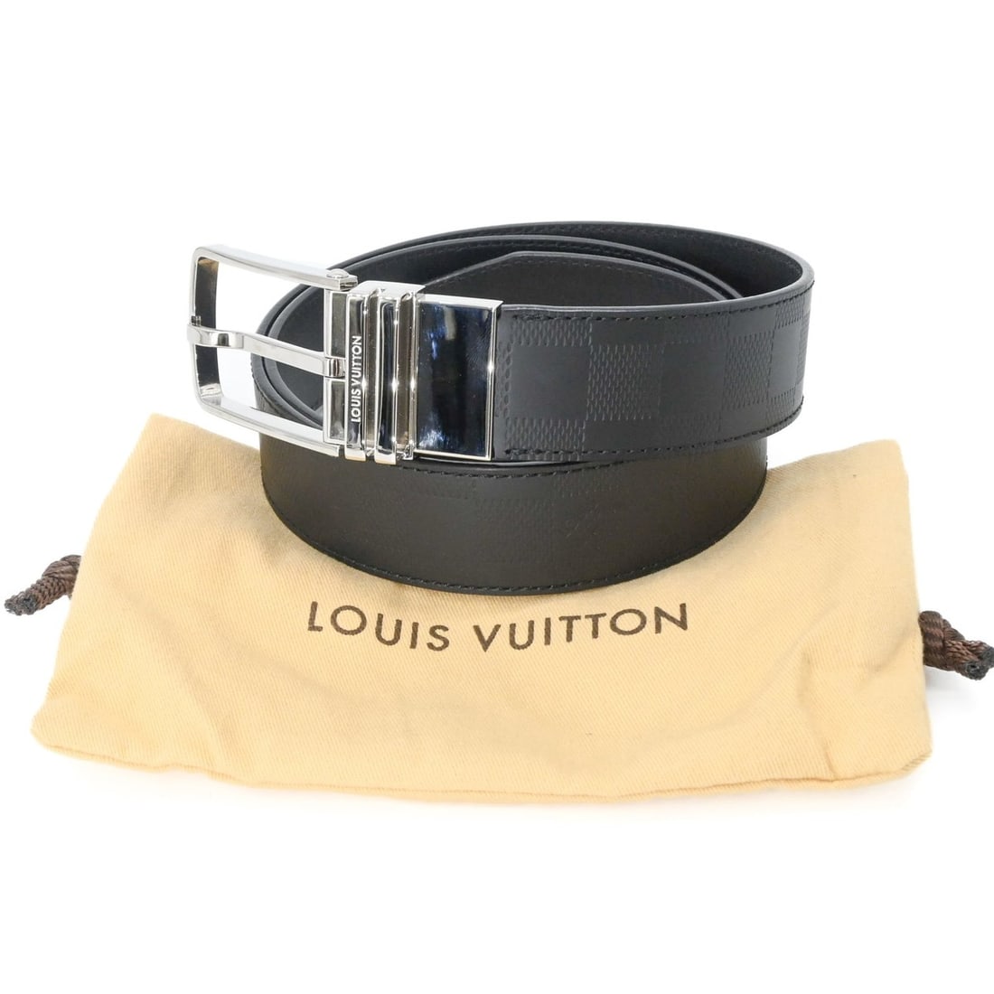 LOUIS VUITTON Damier Infini Ceinture Boston Belt Reversible Men's Black #95 M9674: --- Catalog ---Category: SizeWidth: 5cm / 1.96''Length: 90cm - 100cm / 35.43'' - 39.36''Category: DesignType: Standard beltColor: BlackGender: MenMaterial (Strap): Damier Infini , Leather Category: Ge