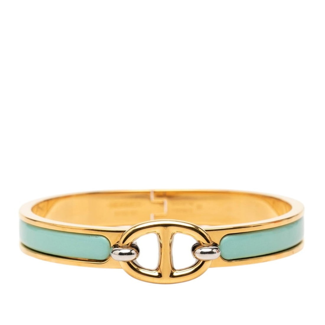 Hermes Mini Click Chaine d'Ancre Bracelet, Gold, Silver, Blue Plated Metal, Women's.: --- Catalog ---Category: SizeLength: 15.5cm / 6.1''Category: DesignType: Charm braceletColor: Blue, GoldGender: WomenMaterial: MetalCategory: GeneralBrand: Hermes--- Item List ---Section: ConditionRan
