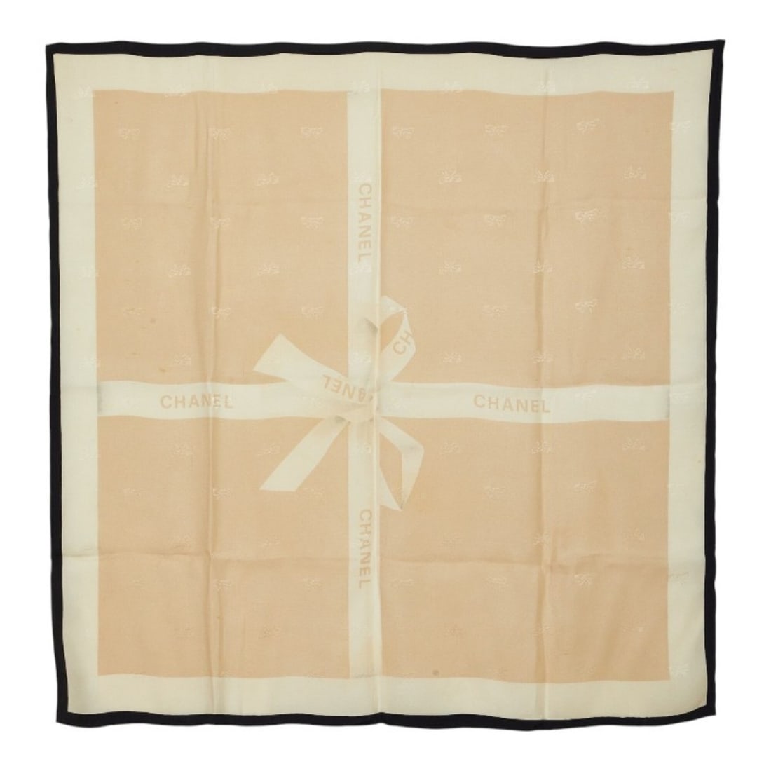 Chanel Logo Ribbon Scarf Muffler Beige Silk Women's CHANEL (1 of 10)