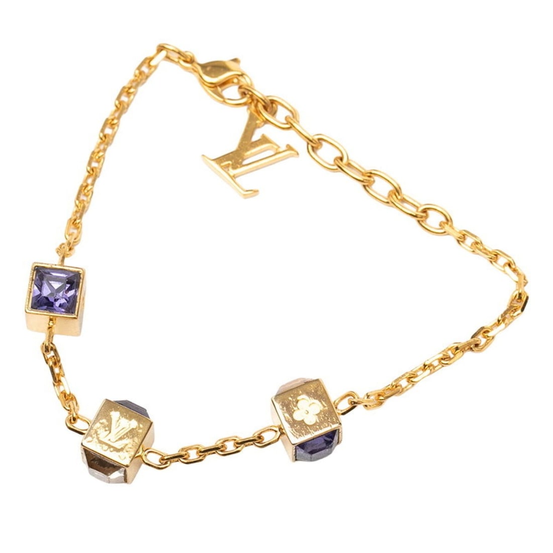 Louis Vuitton Bracelet Gamble M65209 Gold Purple Plated Swarovski Women's LOUIS VUITTON: --- Catalog ---Category: SizeLength: 18cm / 7.08''Category: DesignType: Charm braceletColor: Gold, PurpleStone: SwarovskiGender: WomenCategory: GeneralMPN: M65209Brand: Louis Vuitton--- Item List