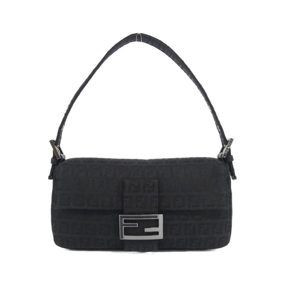 Fendi Baguette 8BR000 NY9 Shoulder Bag: --- Catalog ---Category: SizeSize (HxWxD): 14cm x 26cm x 4cm / 5.51'' x 10.23'' x 1.57''Category: DesignType: Shoulder bagColor: BlackGender: WomenMaterial: Canvas Hardware Color: Metallic