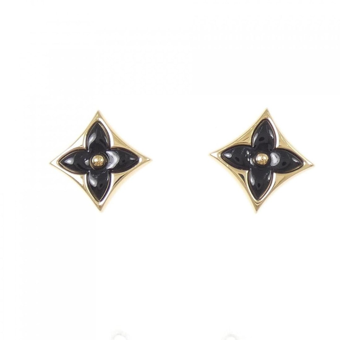 Louis Vuitton Color Blossom BB Earrings: --- Catalog ---Category: SizeSize (HxWxD): 13.70mm x 13.70mm / 0.54'' x 0.54''Category: DesignType: Stud earringsStone: OnyxGender: WomenMaterial: Yellow gold (18K)Category: GeneralMPN: Q16639Brand: