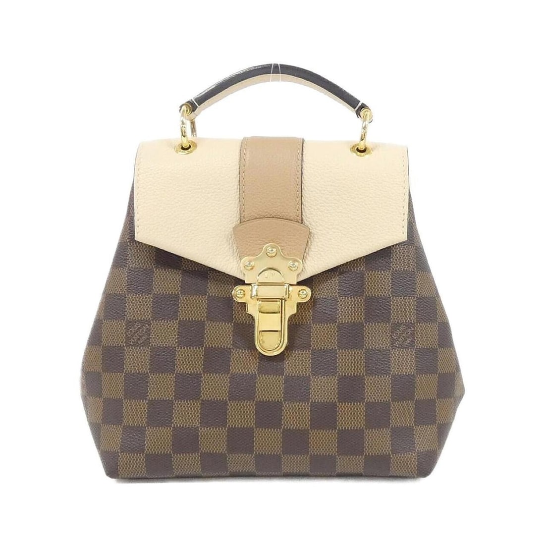 Louis Vuitton Damier Clapton Backpack N42259 (Rucksack): --- Catalog ---Category: SizeSize (HxWxD): 21cm x 21cm x 11cm / 8.26'' x 8.26'' x 4.33''Category: DesignType: BackpackColor: Brown, CreamGender: WomenMaterial: Coated canvas , Leather Leather/Fur