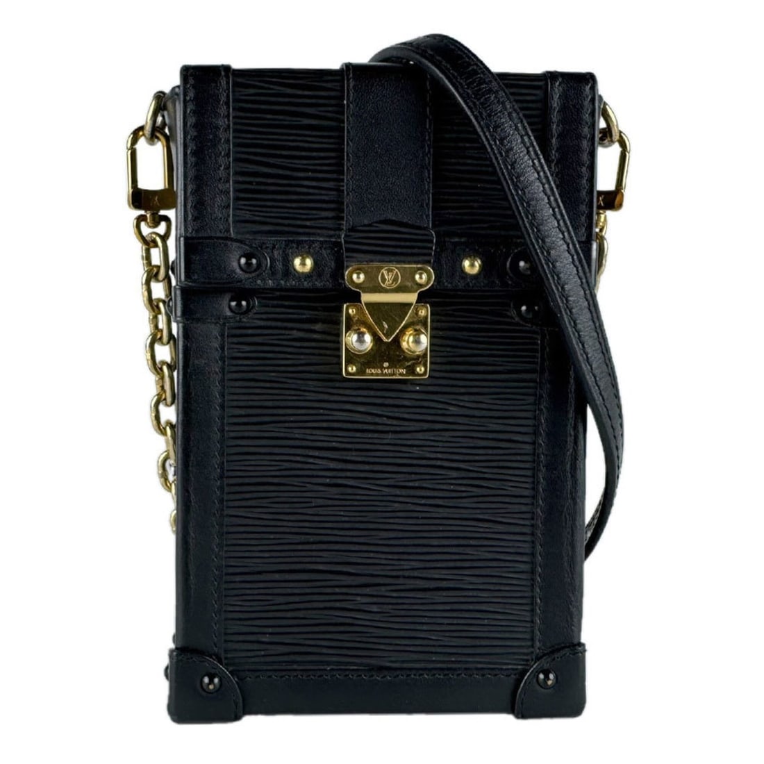 Louis Vuitton LOUIS VUITTON Shoulder Bag Epi Pochette Trunk Vertical Leather Black Gold Women's: --- Catalog ---Category: SizeSize (HxWxD): 17cm x 11cm x 4cm / 6.69'' x 4.33'' x 1.57''Category: DesignType: Pochette, Shoulder bagColor: BlackGender: WomenMaterial: Epi leather Category: GeneralMPN: 