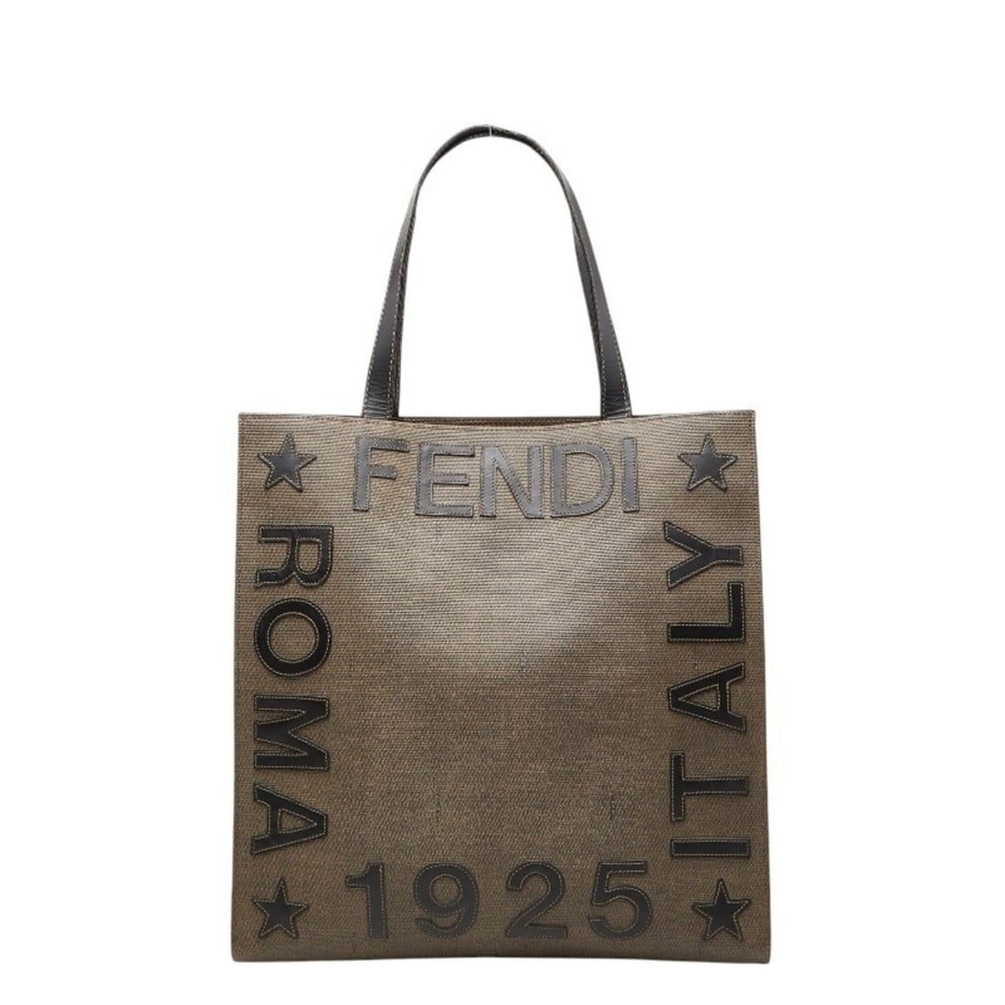 Fendi 1925 ROMA ITALY Tote Bag Shoulder Brown Black Leather Women's FENDI: --- Catalog ---Category: SizeSize (HxWxD): 34cm x 33cm x 10cm / 13.38'' x 12.99'' x 3.93''Category: DesignType: Shoulder bag, Tote bagColor: Black, BrownGender: WomenMaterial: PVC , Leather Category: 