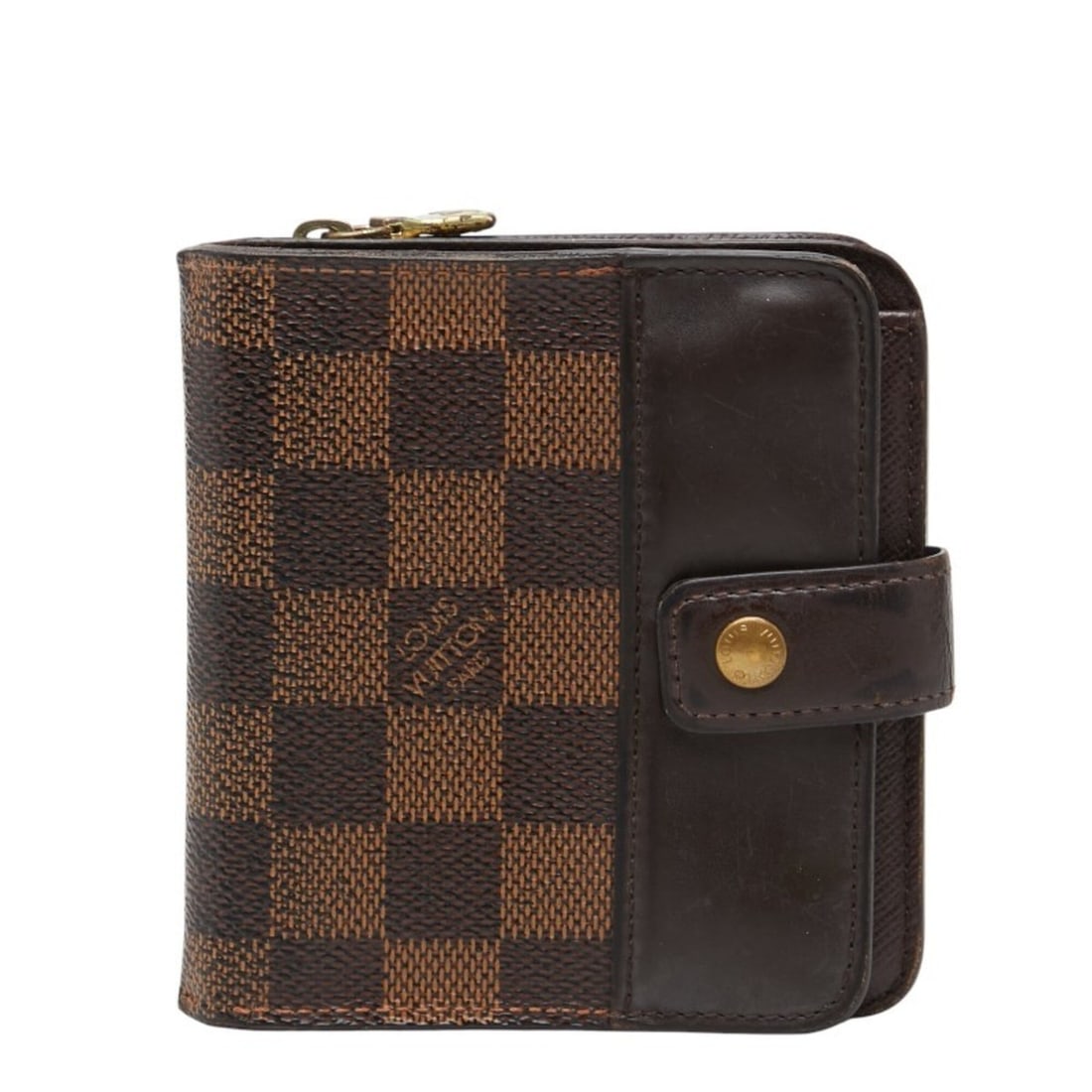 Louis Vuitton Damier Compact Zip Bi-fold Wallet, Wallet N61668, Ebene Brown Leather, Women's, LOUIS: --- Catalog ---Category: SizeSize (HxWxD): 10cm x 11cm x 3cm / 3.93'' x 4.33'' x 1.18''Category: DesignType: Wallet (bi-fold)Color: Brown, EbeneGender: WomenMaterial: PVC , Leather Category: