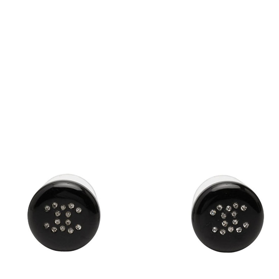 Chanel Coco Mark Stud Earrings 00A Black Plastic Rhinestone Women's CHANEL (1 of 8)