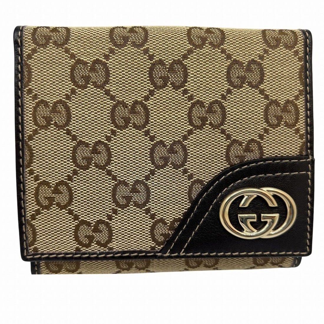 GUCCI business card holder/card case/coin purse, beige, 181594, canvas and leather, brown, men's: --- Catalog ---Category: SizeSize (HxWxD): 11cm x 12cm x 2cm / 4.33'' x 4.72'' x 0.78''Category: DesignType: Wallet (bi-fold)Color: Beige, BrownGender: Men,WomenMaterial: Canvas , Leather Category: Ge
