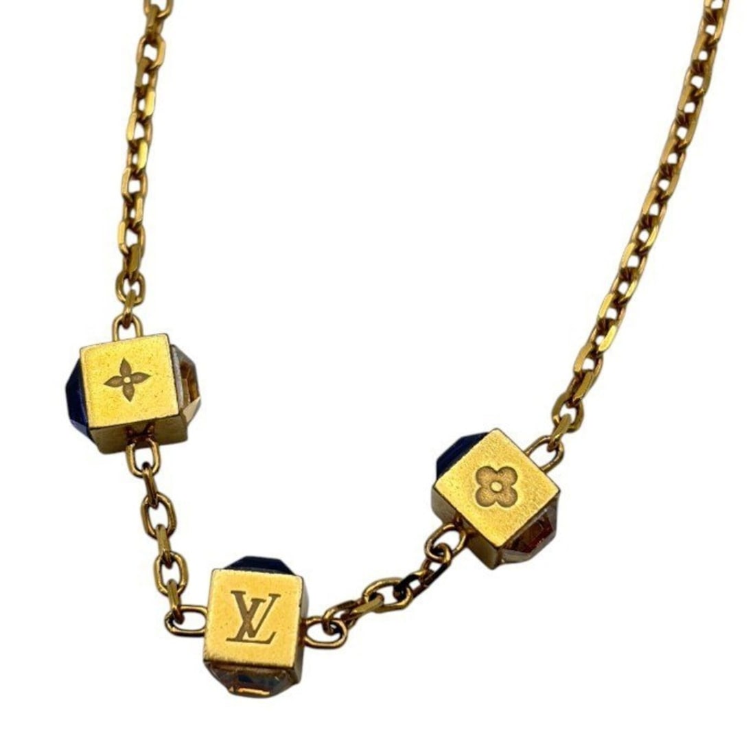 Louis Vuitton Collier Gamble Cube Necklace Gold M65096 W4 (1 of 15)