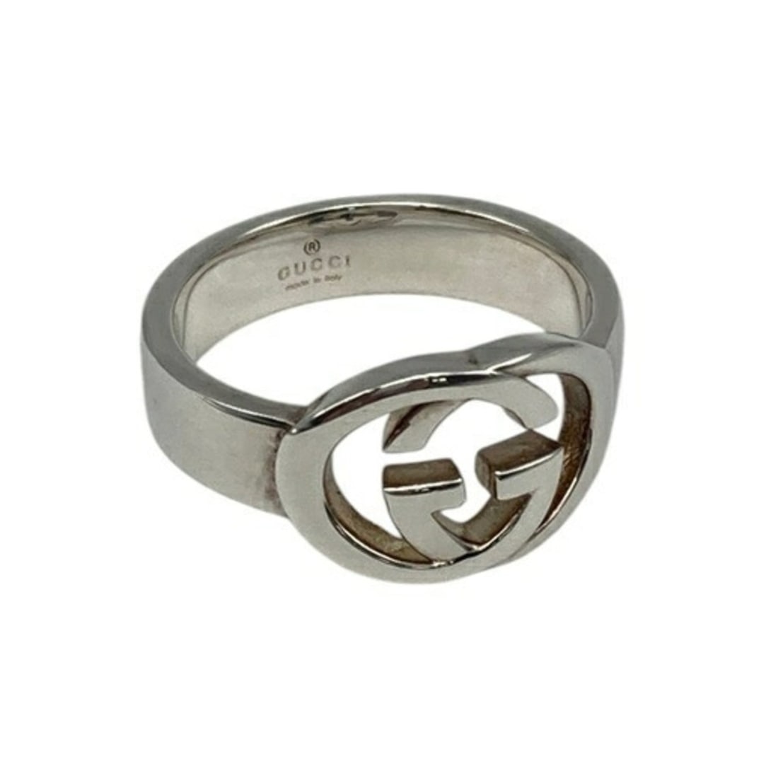 GUCCI Interlocking G Brit Ring, Sterling Silver 925, D4: --- Catalog ---Category: SizeWeight: 5.3g / 0.18oz.JP Size: 14.5US Size: 7Category: DesignType: Band ringGender: WomenMaterial: Silver 925Category: GeneralBrand: GucciCountry of Origin: Italy--- Item 