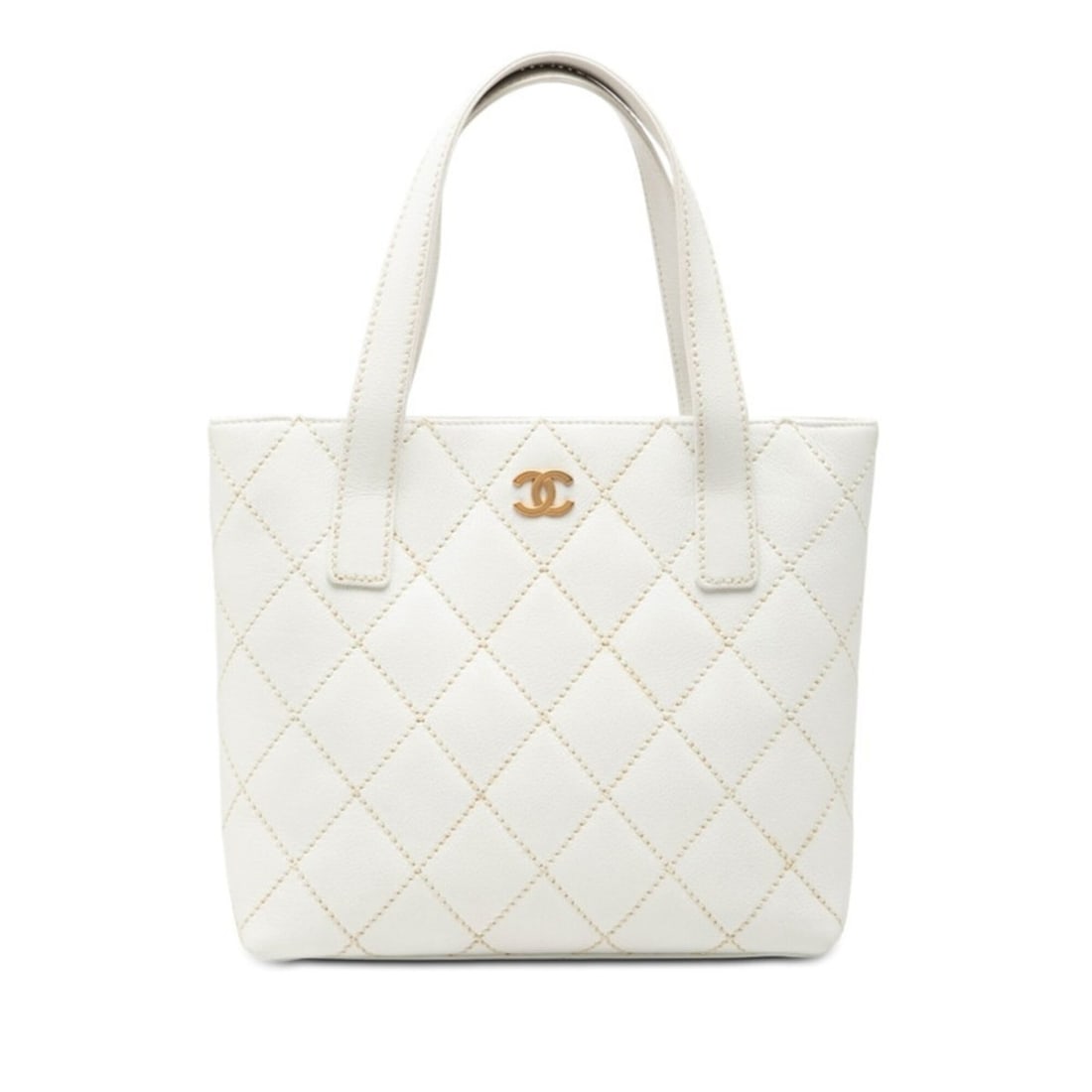 Chanel Coco Mark Wild Stitch Handbag Tote Bag White Leather Women's CHANEL: --- Catalog ---Category: SizeSize (HxWxD): 23cm x 25cm x 8cm / 9.05'' x 9.84'' x 3.14''Category: DesignType: Handbag, Tote bagColor: WhiteGender: WomenMaterial: Leather Category: GeneralBrand: Chanel-