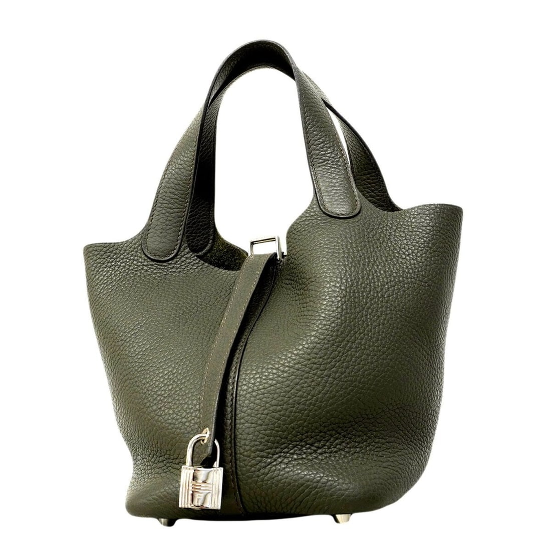Hermes Picotin Lock PM handbag, Taurillon Clemence leather, Olive Green, T stamp, Women's, P3012548: --- Catalog ---Category: SizeSize (HxWxD): 18.5cm x 14.5cm x 19cm / 7.28'' x 5.7'' x 7.48''Category: DesignType: HandbagColor: Olive greenGender: WomenMaterial: Taurillon clemence leather Hardware Col