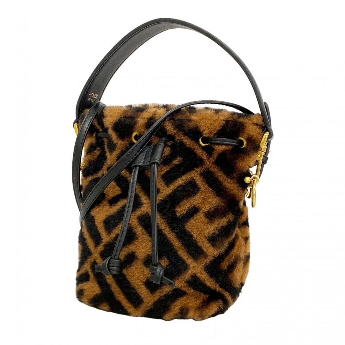 Fendi Zucca Montresor Fur Handbag, Brown & Black, 2-way Bag for Women, P3012000: --- Catalog ---Category: SizeSize (HxWxD): 17cm x 13cm x 11cm / 6.69'' x 5.11'' x 4.33''Category: DesignType: HandbagColor: Black, BrownGender: WomenMaterial: Fur Hardware Color: GoldCategory: General