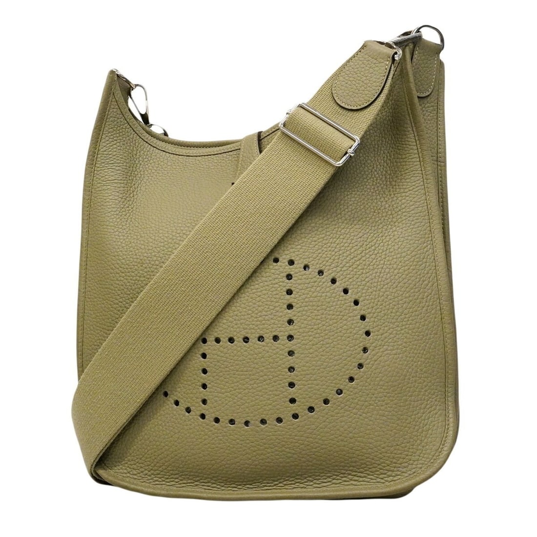 Hermes Evelyne 3PM Shoulder Bag, Taurillon Clemence Leather, Sage, X Stamp, Women's, P2984630: --- Catalog ---Category: SizeSize (HxWxD): 29.5cm x 30cm x 8cm / 11.61'' x 11.81'' x 3.14''Category: DesignType: Shoulder bagGender: WomenMaterial: Taurillon clemence leather Hardware Color: SilverCat
