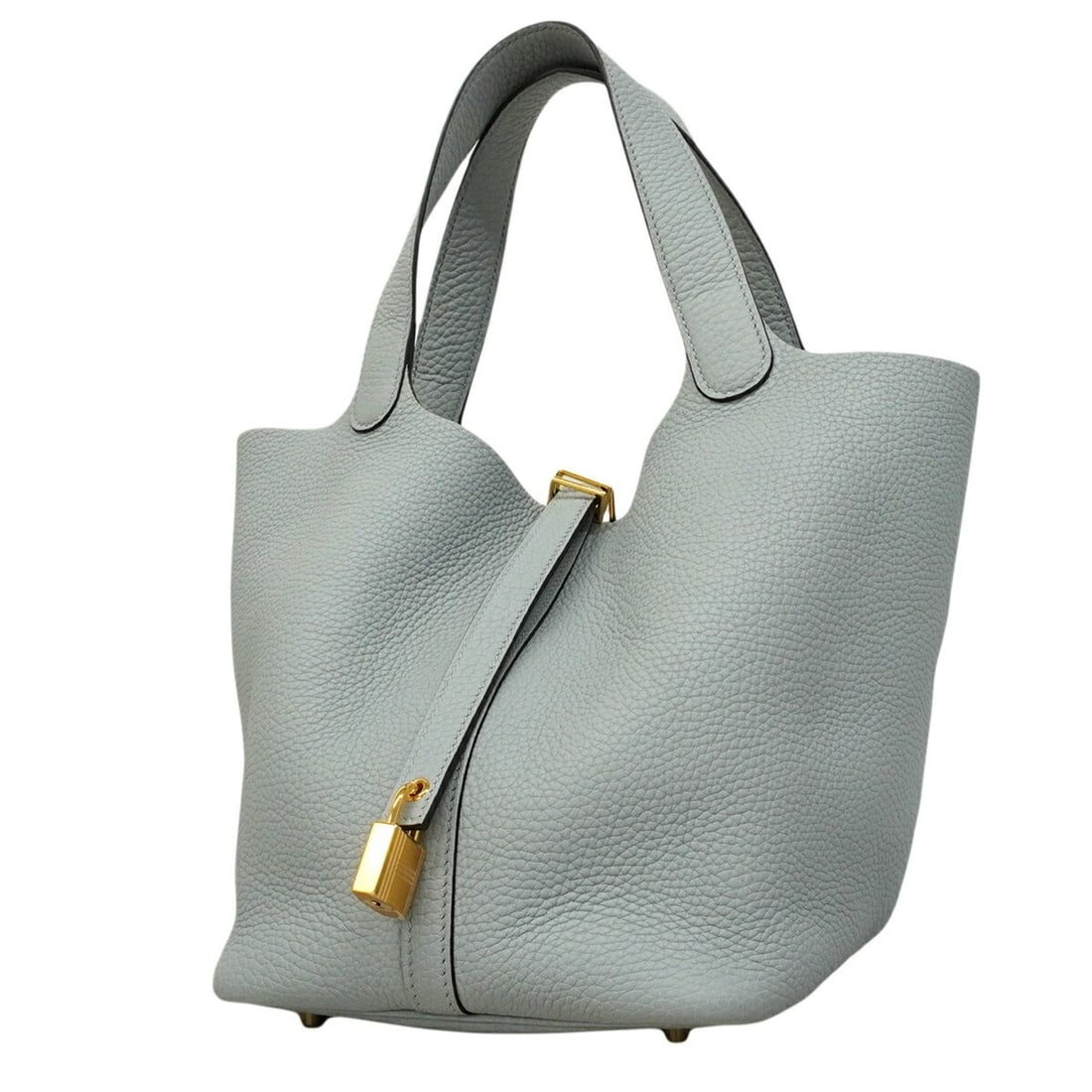 Hermes Picotin Lock MM handbag, Taurillon Clemence leather, pale blue, W stamp, women's, P2952424: --- Catalog ---Category: SizeSize (HxWxD): 22.5cm x 17.5cm x 22cm / 8.85'' x 6.88'' x 8.66''Category: DesignType: HandbagColor: BlueGender: WomenMaterial: Taurillon clemence leather Hardware Color: Go