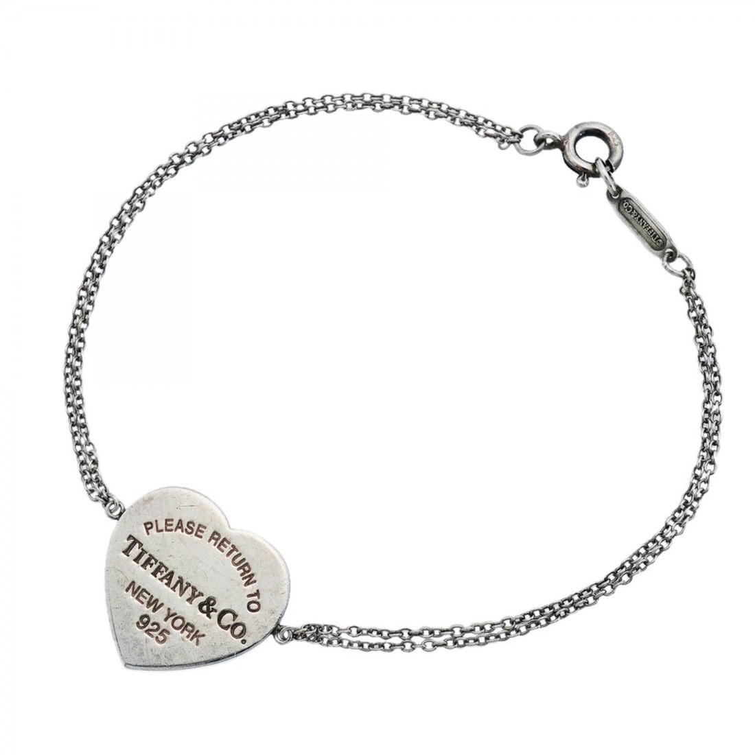 Tiffany & Co. Bracelet, Heart Tag, Double Chain, Sterling Silver 925, Women's, P2872389: --- Catalog ---Category: SizeLength: 16cm / 6.29''Category: DesignType: Charm braceletGender: WomenMaterial: Silver 925Category: GeneralBrand: Tiffany--- Item List ---Section: ConditionRanking: Rank B