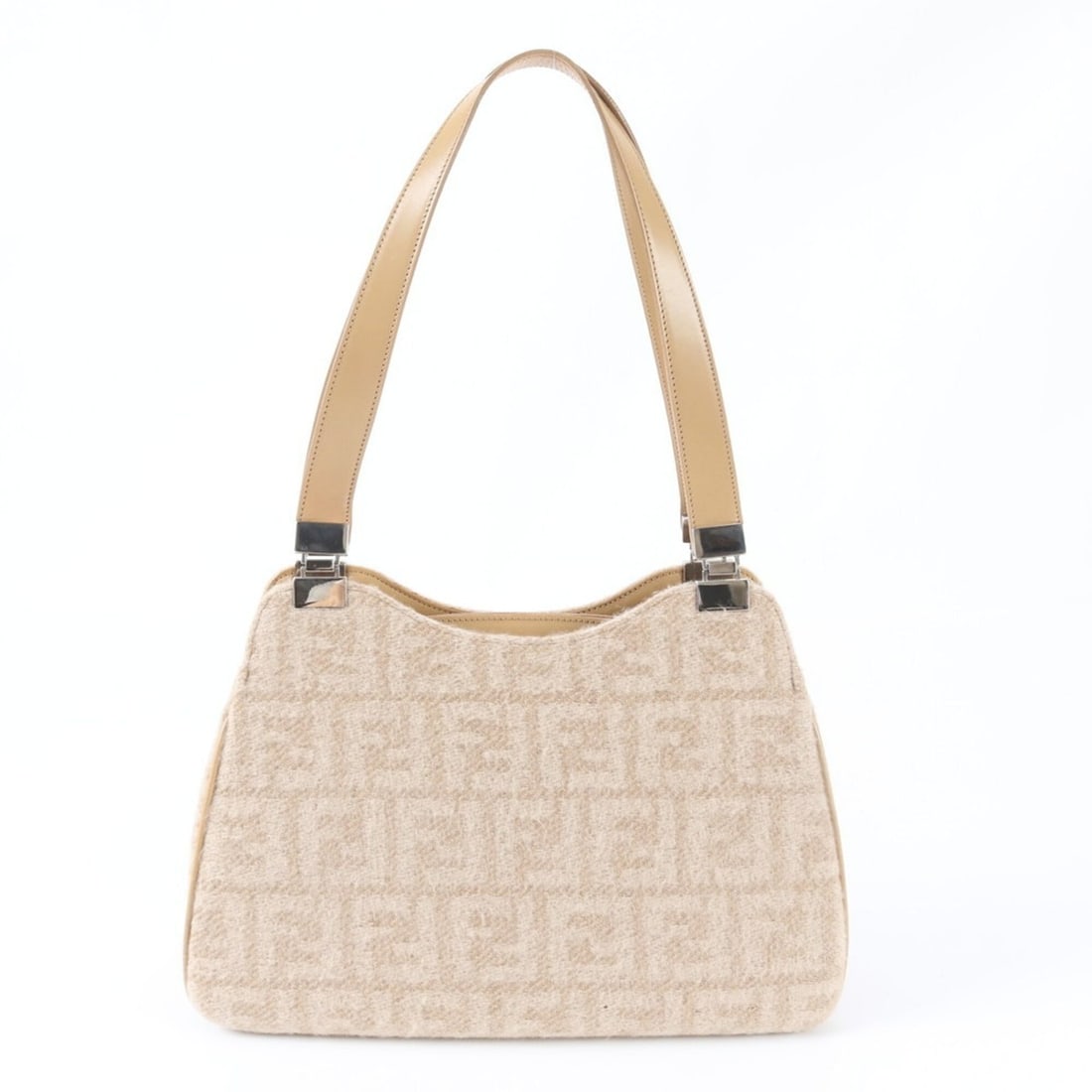 Fendi Zucca Wool Leather Shoulder Bag, Tote Handbag, Beige, Women's: --- Catalog ---Category: SizeSize (HxWxD): 21cm x 30cm x 12cm / 8.26'' x 11.81'' x 4.72''Strap Length: 55cm / 21.65''Category: DesignType: Handbag, Shoulder bagColor: BeigeGender: WomenMaterial: Leath