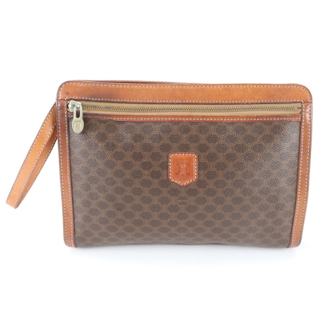 Celine Macadam Leather Second Bag Clutch Handbag Pouch Brown Men's: --- Catalog ---Category: SizeSize (HxWxD): 20cm x 28cm x 6cm / 7.87'' x 11.02'' x 2.36''Handle Length: 30cm / 11.81''Category: DesignType: HandbagColor: BrownGender: MenMaterial: Leather , Coated canv