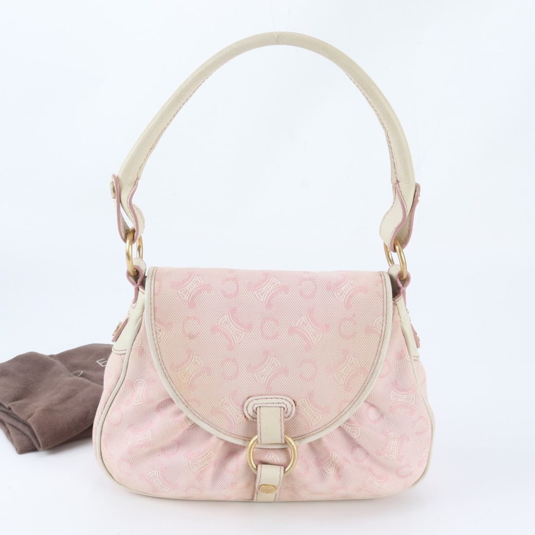 Celine C Macadam Leather Canvas Shoulder Bag, Handbag, Pink, Women's: --- Catalog ---Category: SizeSize (HxWxD): 20cm x 26cm x 8cm / 7.87'' x 10.23'' x 3.14''Strap Length: 48cm / 18.89''Category: DesignType: Handbag, Shoulder bagColor: Ivory, PinkGender: WomenMaterial: 