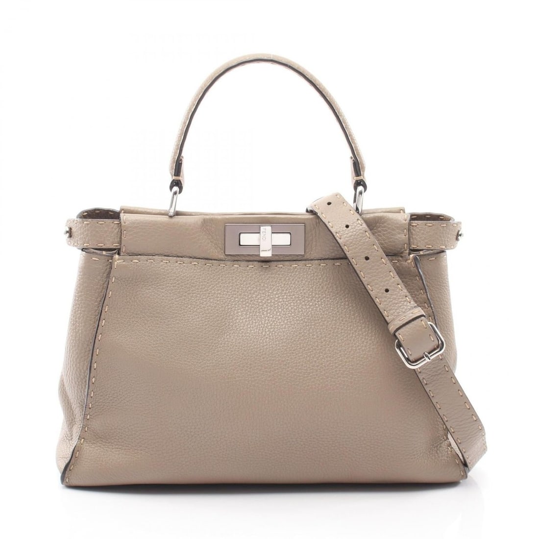 Fendi Peekaboo Regular 2-Way Handbag, Leather, Women's, Beige: --- Catalog ---Category: SizeSize (HxWxD): 24cm x 34cm x 13cm / 9.44'' x 13.38'' x 5.11''Category: DesignType: HandbagColor: BeigeGender: WomenMaterial: Leather Category: GeneralBrand: Fendi--- Item L