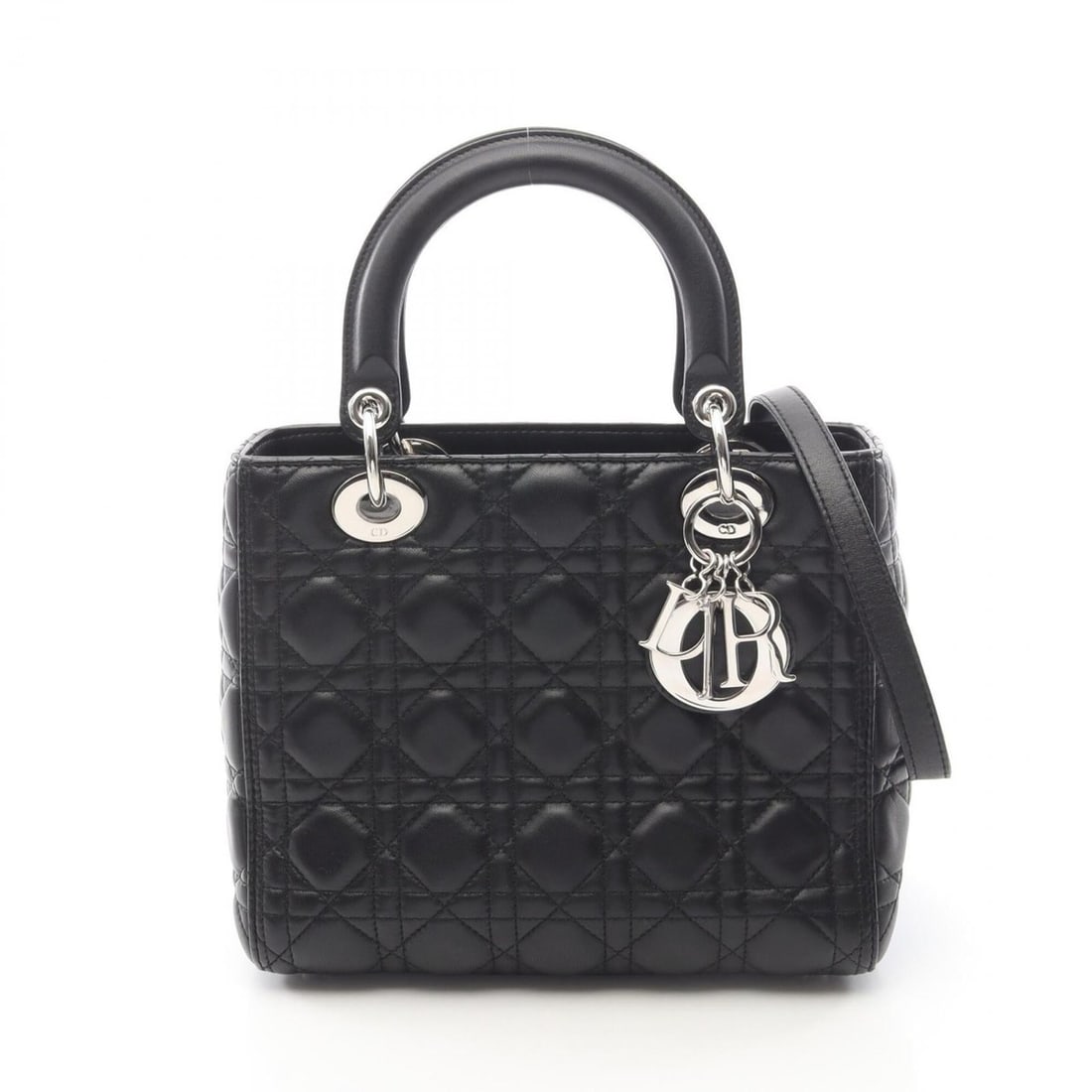 Christian Dior Dior LADY DIOR Medium 2-Way Handbag, Leather, Women's, Black: --- Catalog ---Category: SizeSize (HxWxD): 19cm x 23cm x 12cm / 7.48'' x 9.05'' x 4.72''Category: DesignType: HandbagColor: BlackGender: WomenMaterial: Leather Category: GeneralBrand: Christian