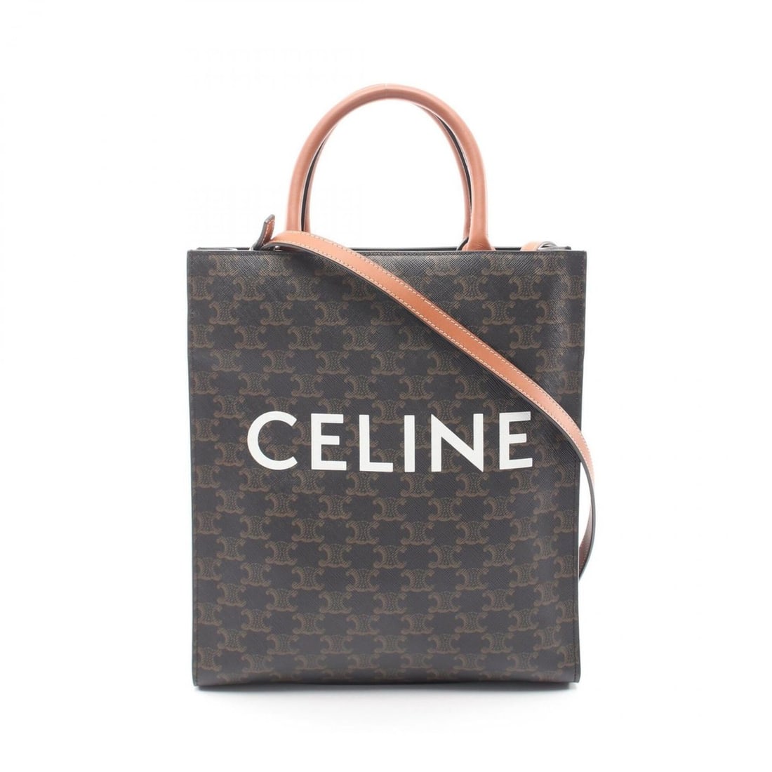 Celine Small Vertical Cabas Triomphe 2-Way Tote Bag/Handbag, Coated Canvas and Leather, Women's,: --- Catalog ---Category: SizeSize (HxWxD): 32.5cm x 28cm x 8cm / 12.79'' x 11.02'' x 3.14''Category: DesignType: Handbag, Tote bagColor: Black, BrownGender: WomenMaterial: Coated canvas , Leather Cate