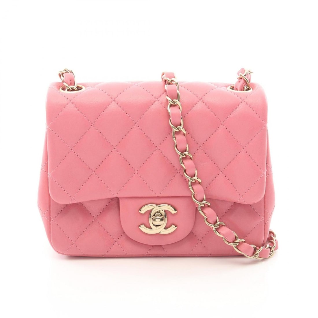 Chanel Mini Matelassé Shoulder Bag/Handbag, Lambskin Leather, Women's, Pink, A35200: --- Catalog ---Category: SizeSize (HxWxD): 13cm x 17cm x 8cm / 5.11'' x 6.69'' x 3.14''Category: DesignType: Handbag, Shoulder bagColor: PinkGender: WomenMaterial: Leather Hardware Color: