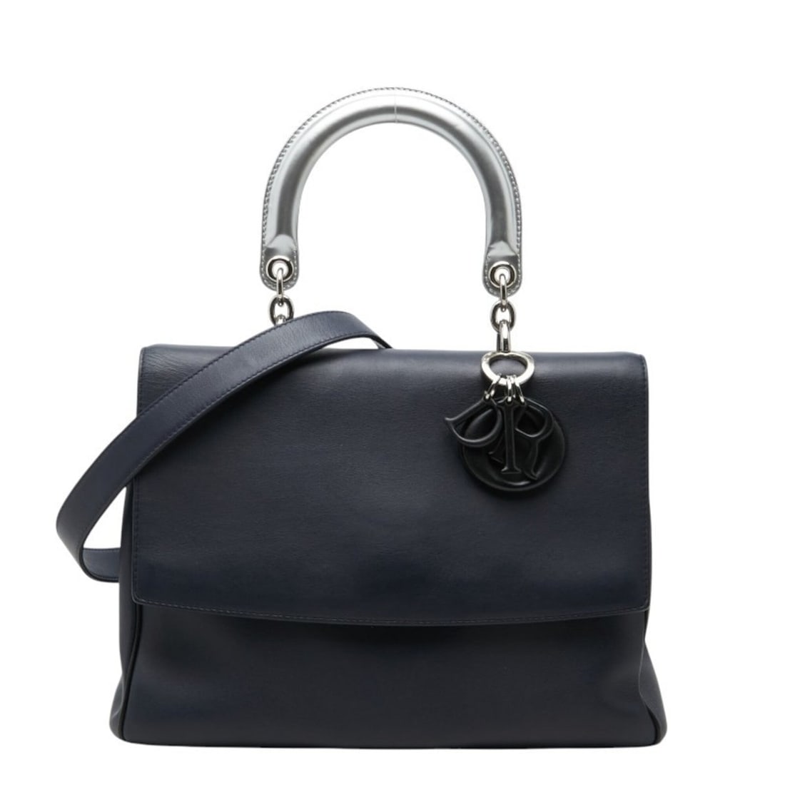 Christian Dior Dior Be Handbag Shoulder Bag 2WAY Navy Silver Leather Women's: --- Catalog ---Category: SizeStrap Drop: 57cm / 22.44''Handle Drop: 12.00cm / 4.72''Size (HxWxD): 22.5cm x 30.5cm x 13.5cm / 8.85'' x 12'' x 5.31''Category: DesignType: Handbag, Shoulder bagColor: