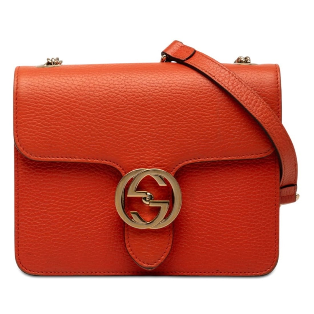 Gucci Interlocking G Crossbody Chain Shoulder Bag 510304 Orange Leather Women's GUCCI: --- Catalog ---Category: SizeStrap Drop: 55cm / 21.65''Size (HxWxD): 16cm x 20cm x 7cm / 6.29'' x 7.87'' x 2.75''Category: DesignType: Shoulder bagColor: OrangeGender: WomenMaterial: Leather