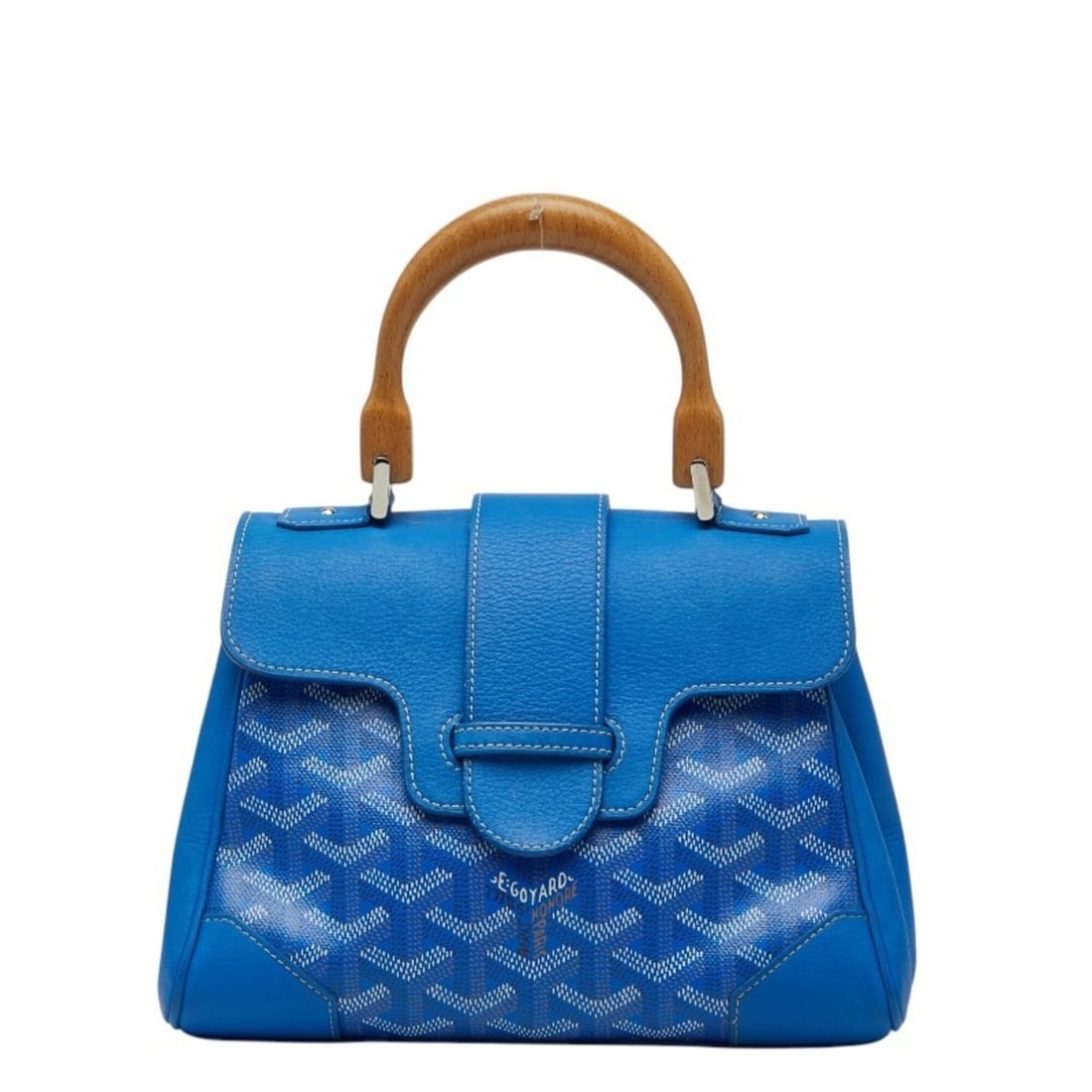 Goyard Saigon Mini Handbag, Blue Leather, Women's GOYARD: --- Catalog ---Category: SizeHandle Drop: 7.00cm / 2.76''Size (HxWxD): 14.5cm x 20cm x 7.5cm / 5.7'' x 7.87'' x 2.95''Category: DesignType: HandbagColor: BlueGender: WomenClosure: BeltMaterial: PVC ,