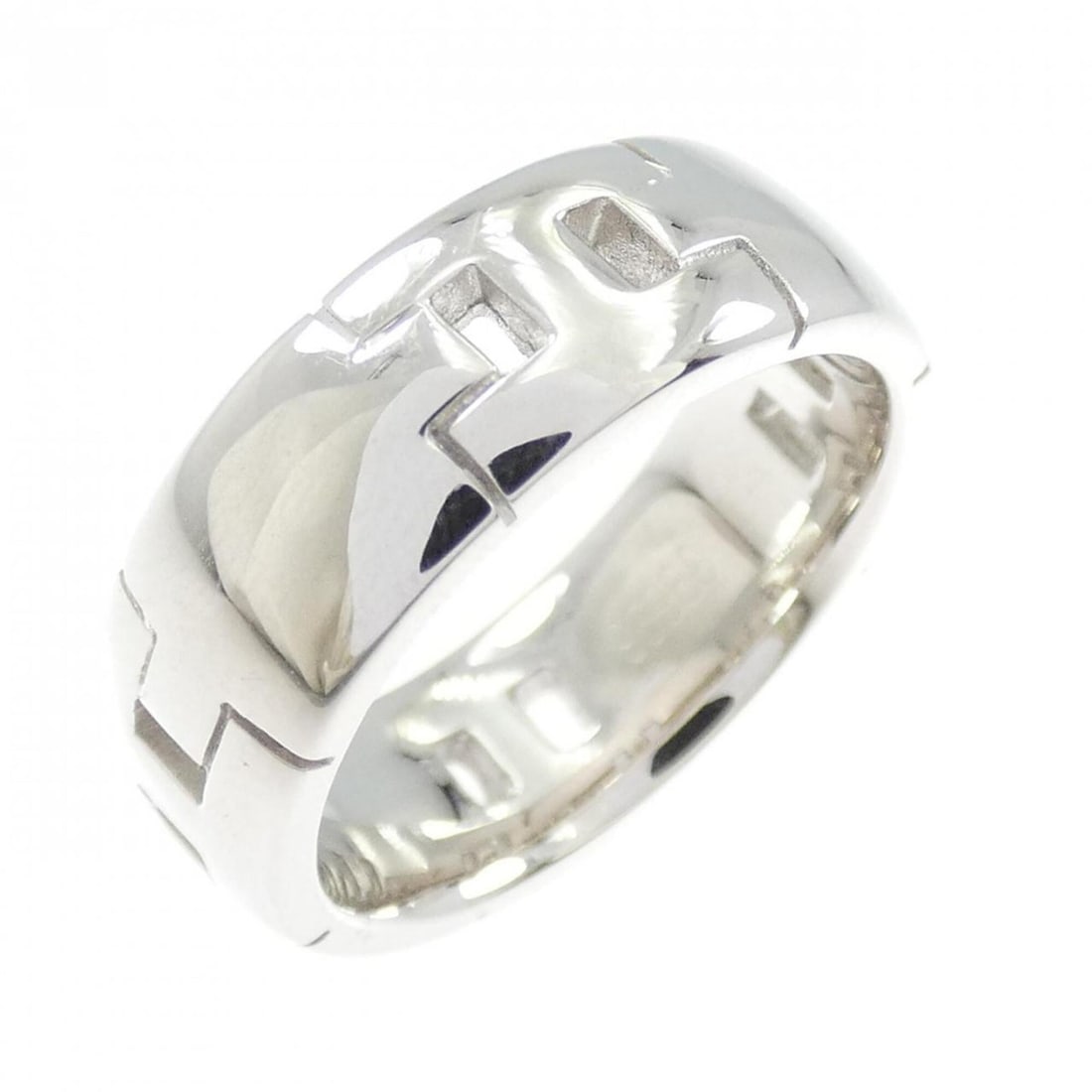 Hermes Hercules Grand Model Ring: --- Catalog ---Category: SizeUS Size: 4.5Brand Size: 48Category: DesignType: Band ringGender: WomenMaterial: White gold (18K)Category: GeneralBrand: Hermes--- Item List ---Section: ConditionRanking: R