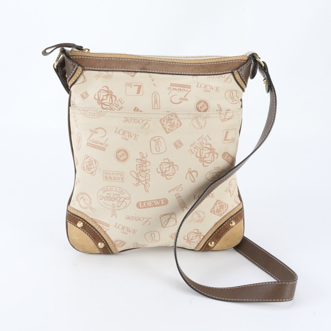Loewe Anagram 160th Anniversary Leather Canvas Shoulder Bag Crossbody for Women: --- Catalog ---Category: SizeSize (HxWxD): 30cm x 27cm x 4cm / 11.81'' x 10.62'' x 1.57''Category: DesignType: Shoulder bagColor: Beige, BrownGender: WomenMaterial: Leather , Canvas Category: GeneralB
