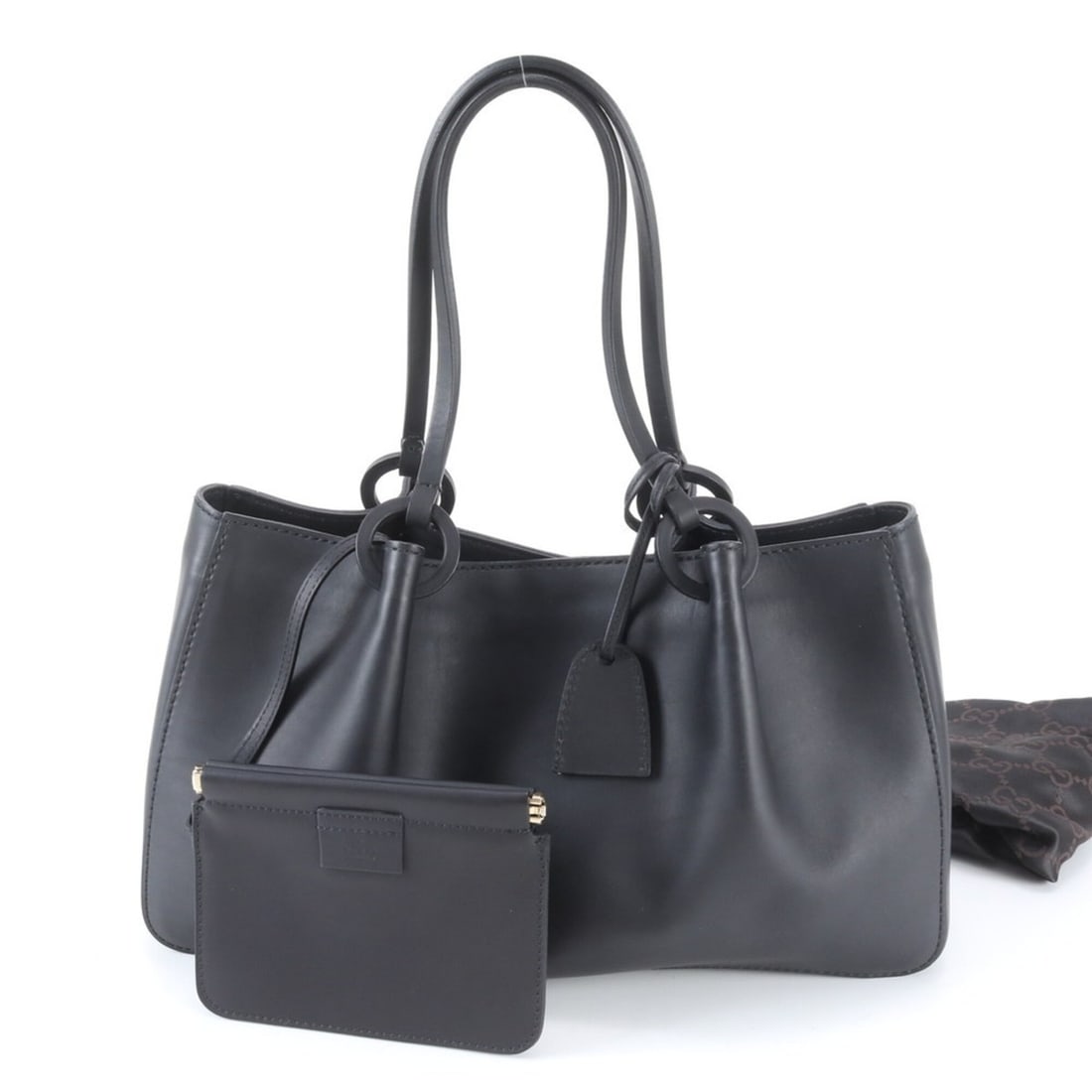 Gucci Vitello 94898 Leather Tote Handbag Shoulder Bag Black Women's (1 of 10)