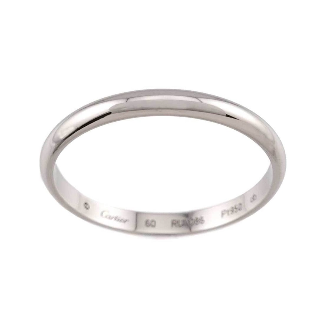 Cartier 1895 Classic #60 Ring, Platinum, 2.5mm width.: --- Catalog ---Category: SizeUS Size: 10Brand Size: 60Category: DesignType: Band ringGender: MenMaterial: Platinum 950Category: GeneralBrand: Cartier--- Item List ---Section: ConditionRanking: Rank SA