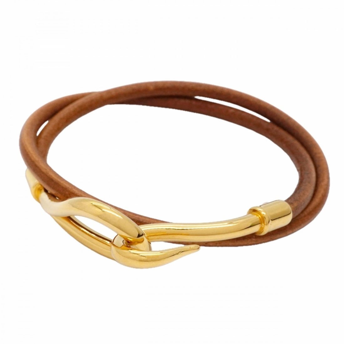 Hermes Jumbo Hook Bracelet, GP Plated Leather, Gold Brown, Women's: --- Catalog ---Category: SizeLength: 17cm / 6.69''Category: DesignType: Charm braceletColor: Brown, GoldGender: WomenMaterial: Gold plating, LeatherCategory: GeneralBrand: Hermes--- Item List ---Secti